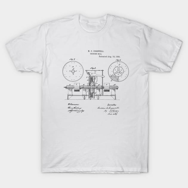 Grinding Mill Vintage Patent Hand Drawing T-Shirt by TheYoungDesigns